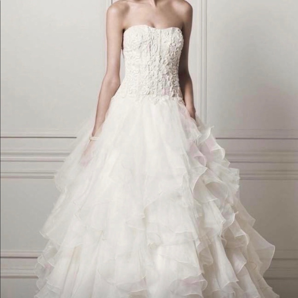 Oleg Cassini Strapless Ruffled Wedding Dress